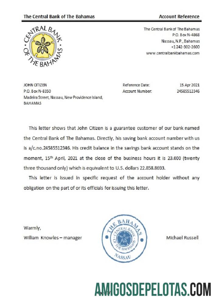 Bahamas Referência do Banco Central das Bahamas modelo